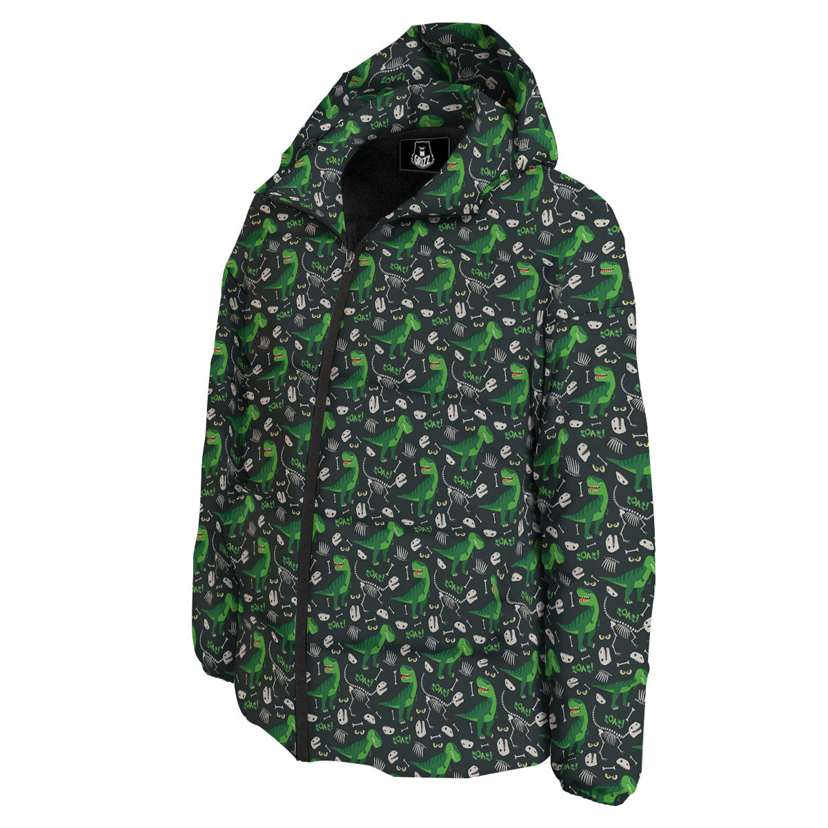 T-Rex Dinosaur Cute Green Print Pattern Down Jacket-grizzshop