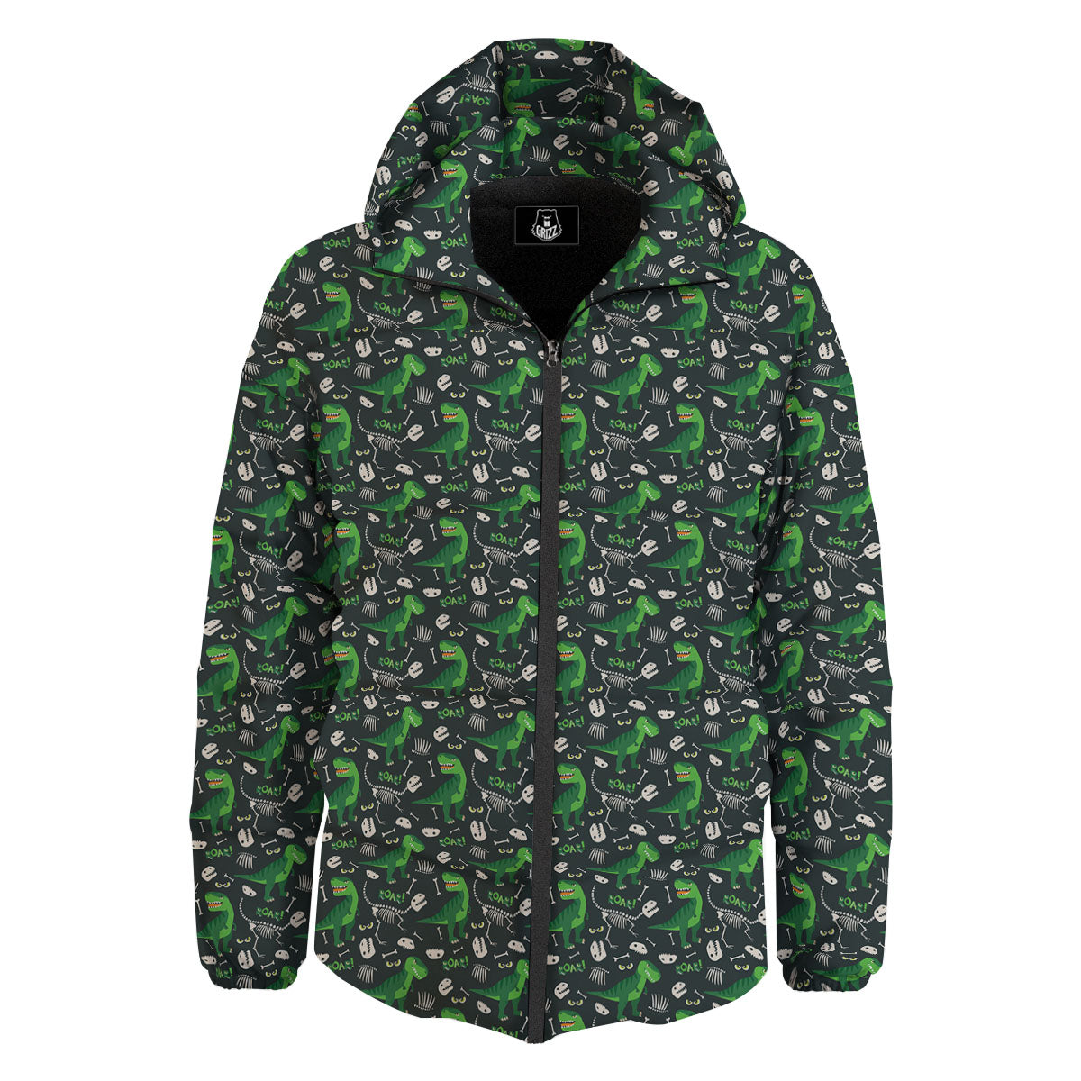 T-Rex Dinosaur Cute Green Print Pattern Down Jacket-grizzshop