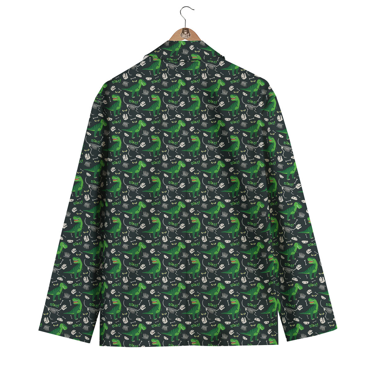 T-Rex Dinosaur Cute Green Print Pattern Men's Blazer-grizzshop