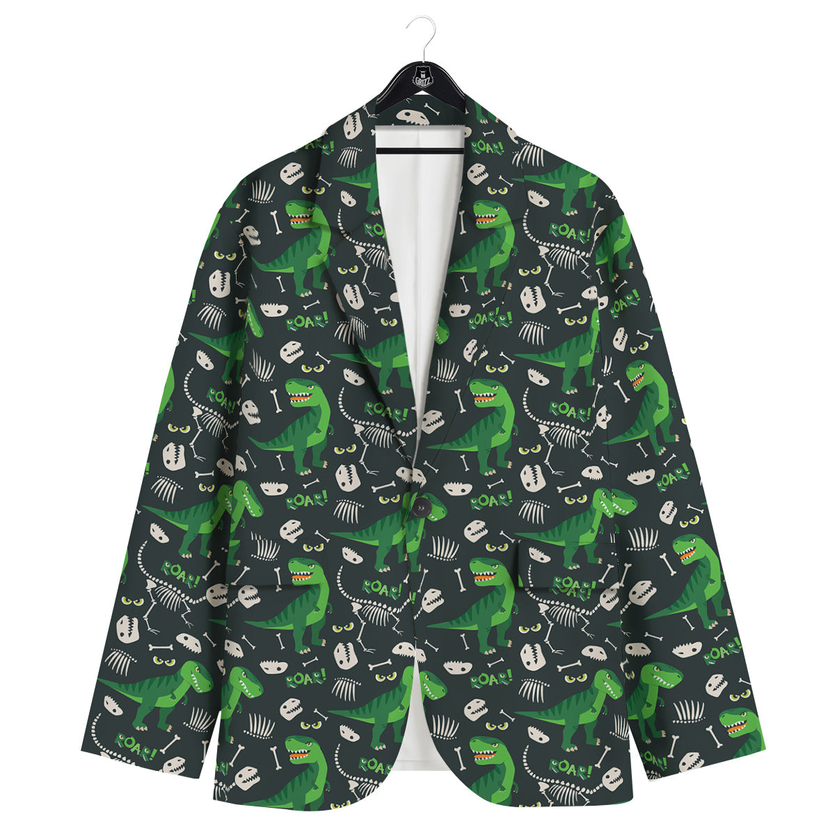 T-Rex Dinosaur Cute Green Print Pattern Men's Sport Coat-grizzshop