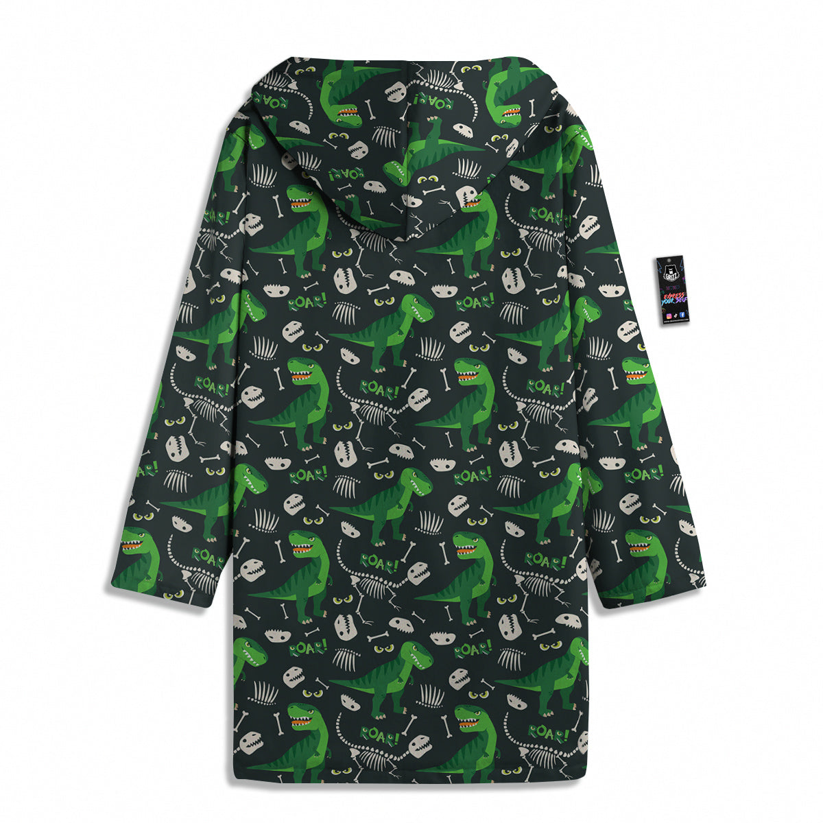 T-Rex Dinosaur Cute Green Print Pattern Men's Windbreaker Jacket-grizzshop