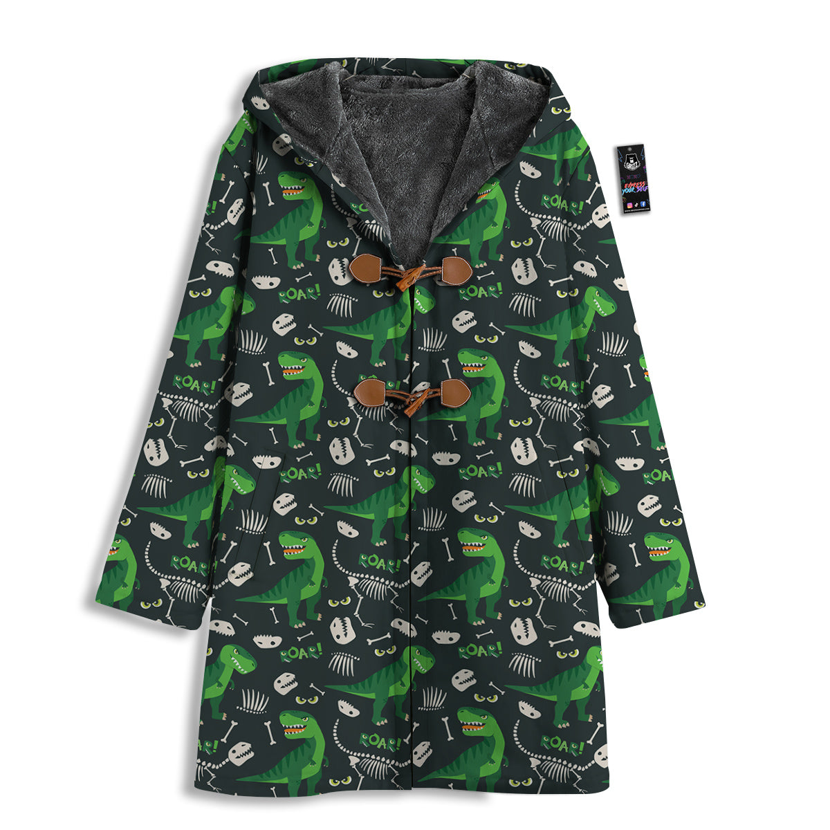 T-Rex Dinosaur Cute Green Print Pattern Men's Windbreaker Jacket-grizzshop