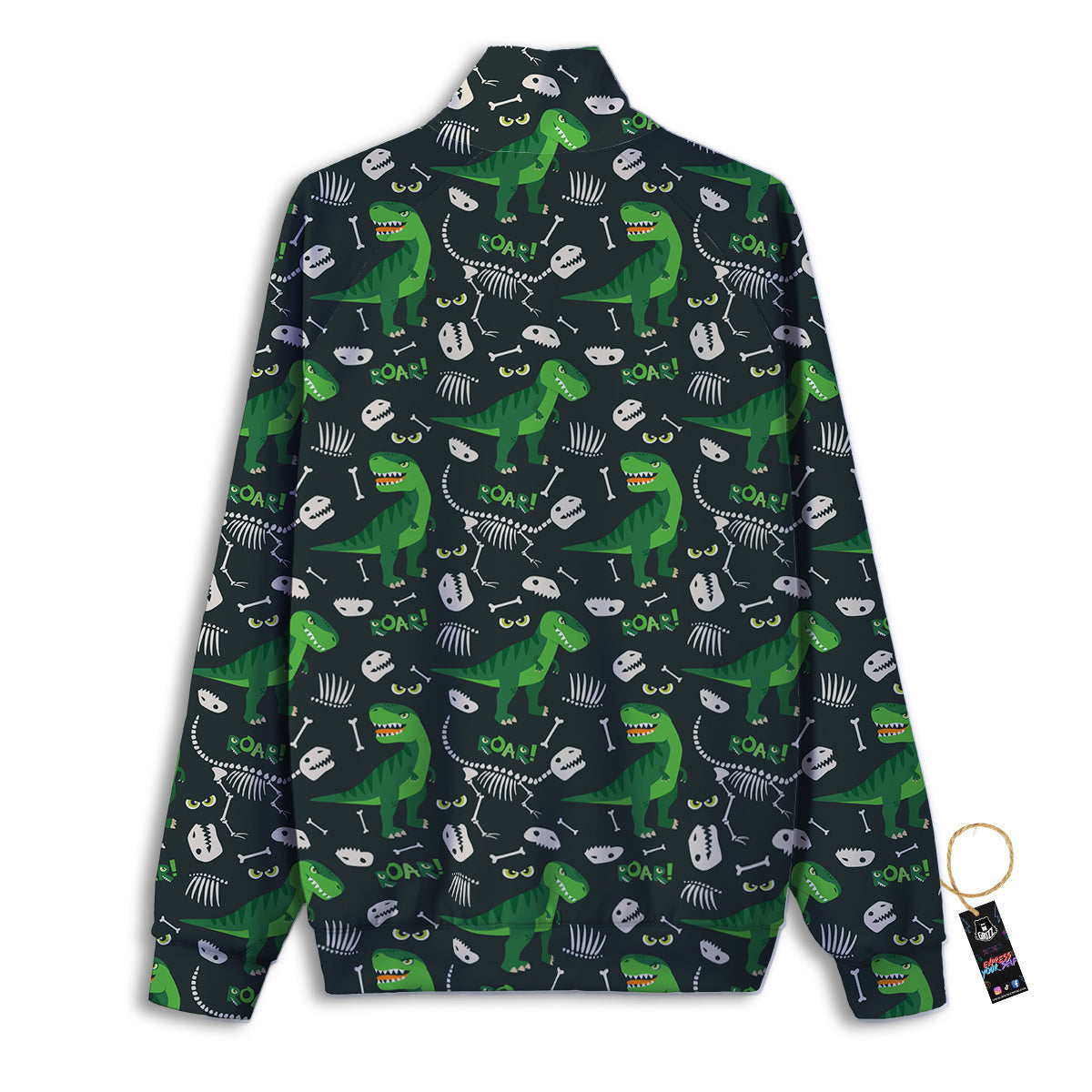 T-Rex Dinosaur Cute Green Print Pattern Track Jacket-grizzshop