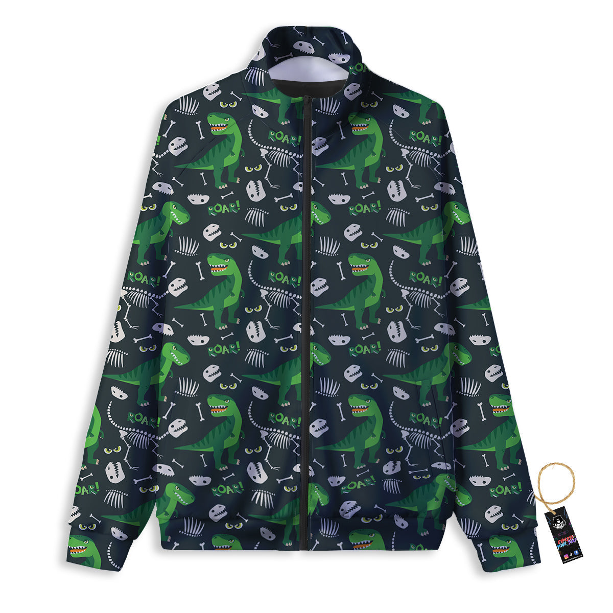 T-Rex Dinosaur Cute Green Print Pattern Track Jacket-grizzshop
