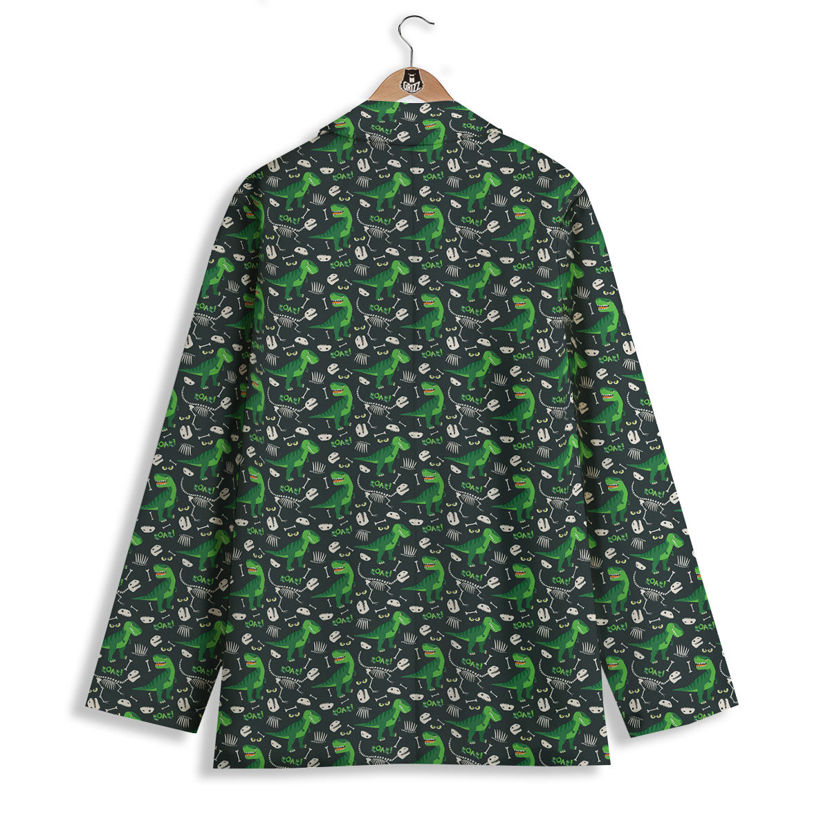 T-Rex Dinosaur Cute Green Print Pattern Women's Blazer-grizzshop