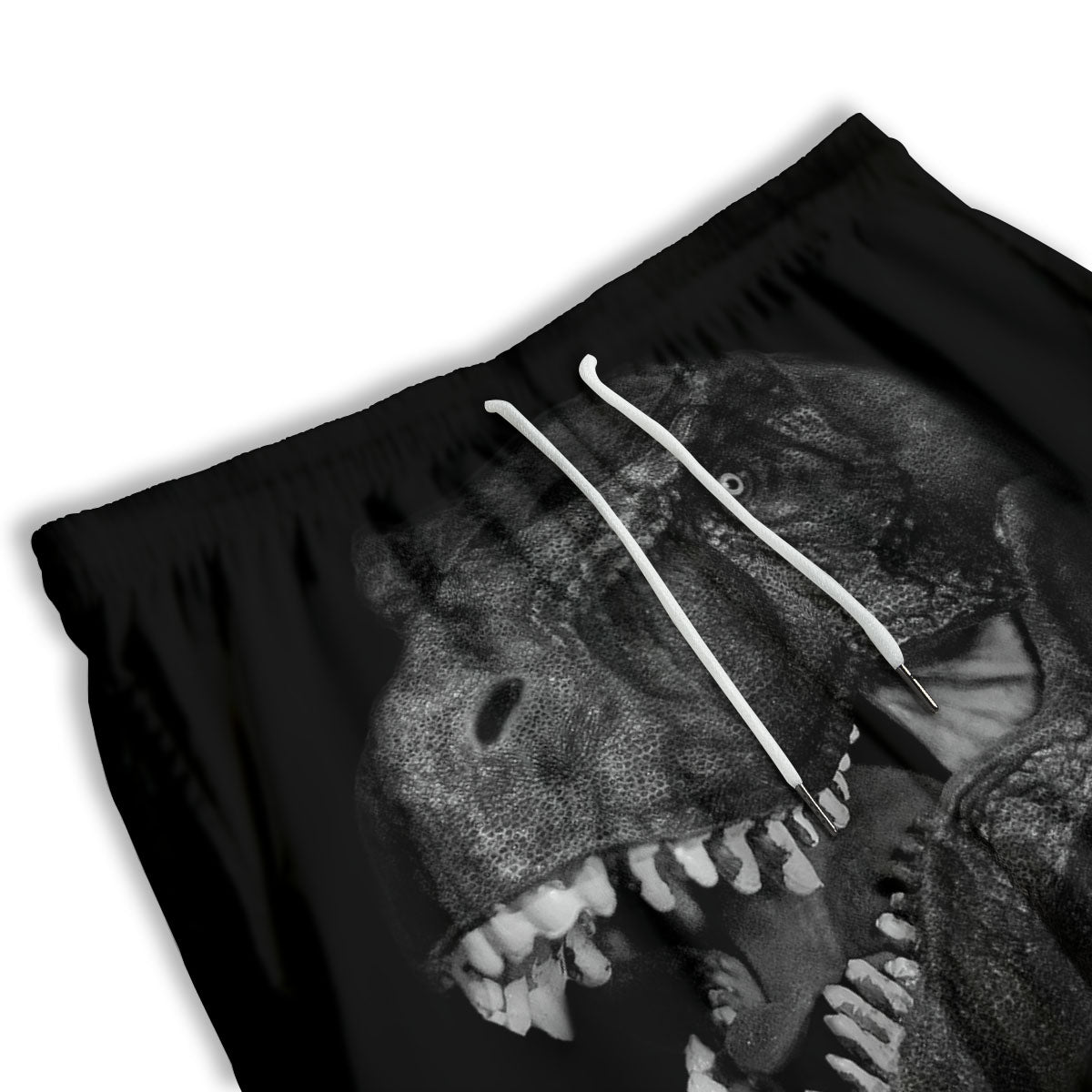 T-Rex Dinosaur White And Black Print Men's Athletic Shorts