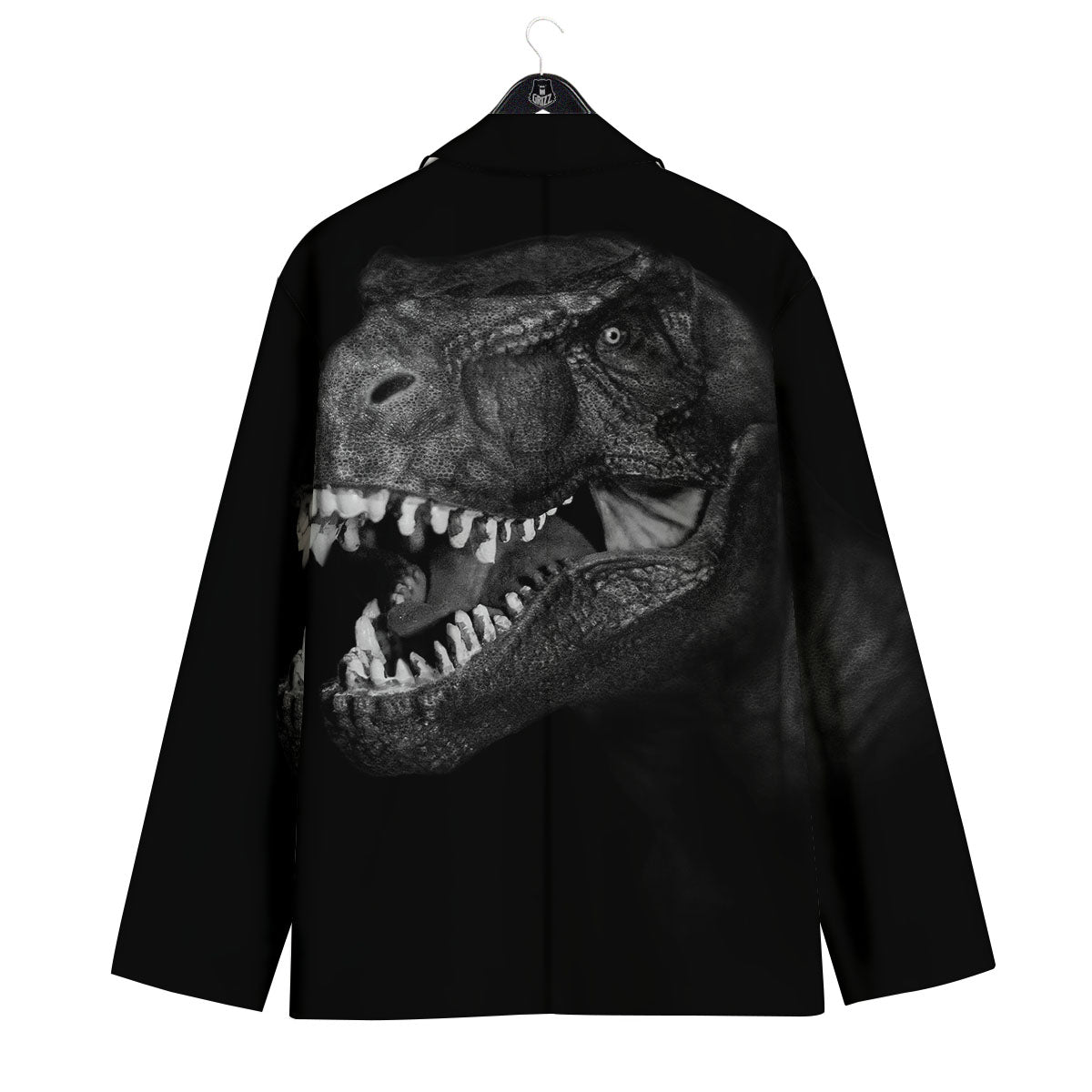 T-Rex Dinosaur White And Black Print Men's Sport Coat-grizzshop
