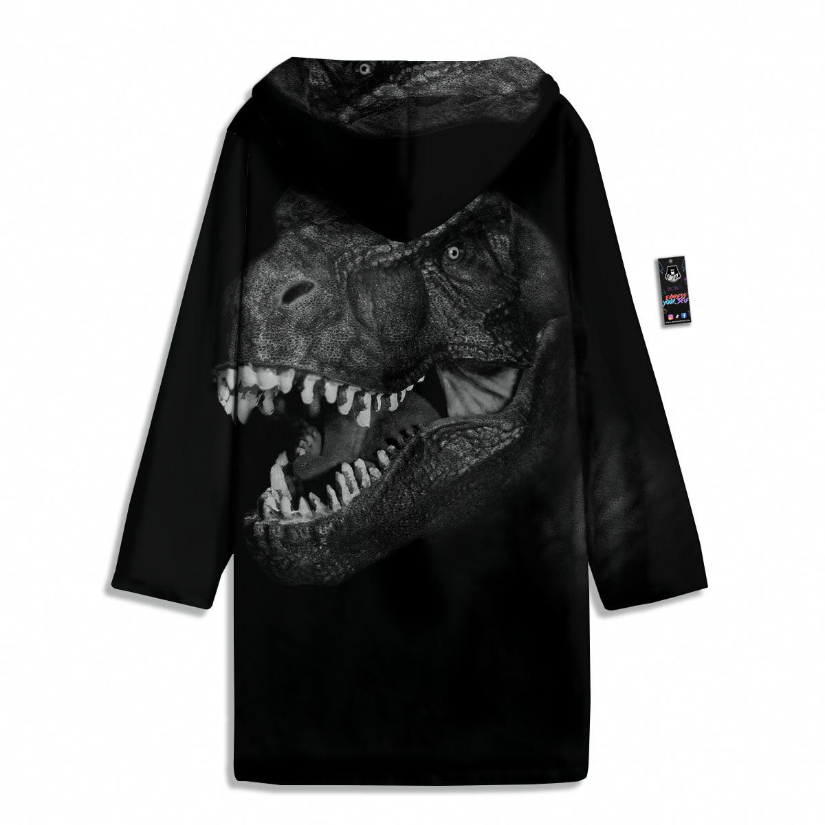 T-Rex Dinosaur White And Black Print Men's Windbreaker Jacket-grizzshop