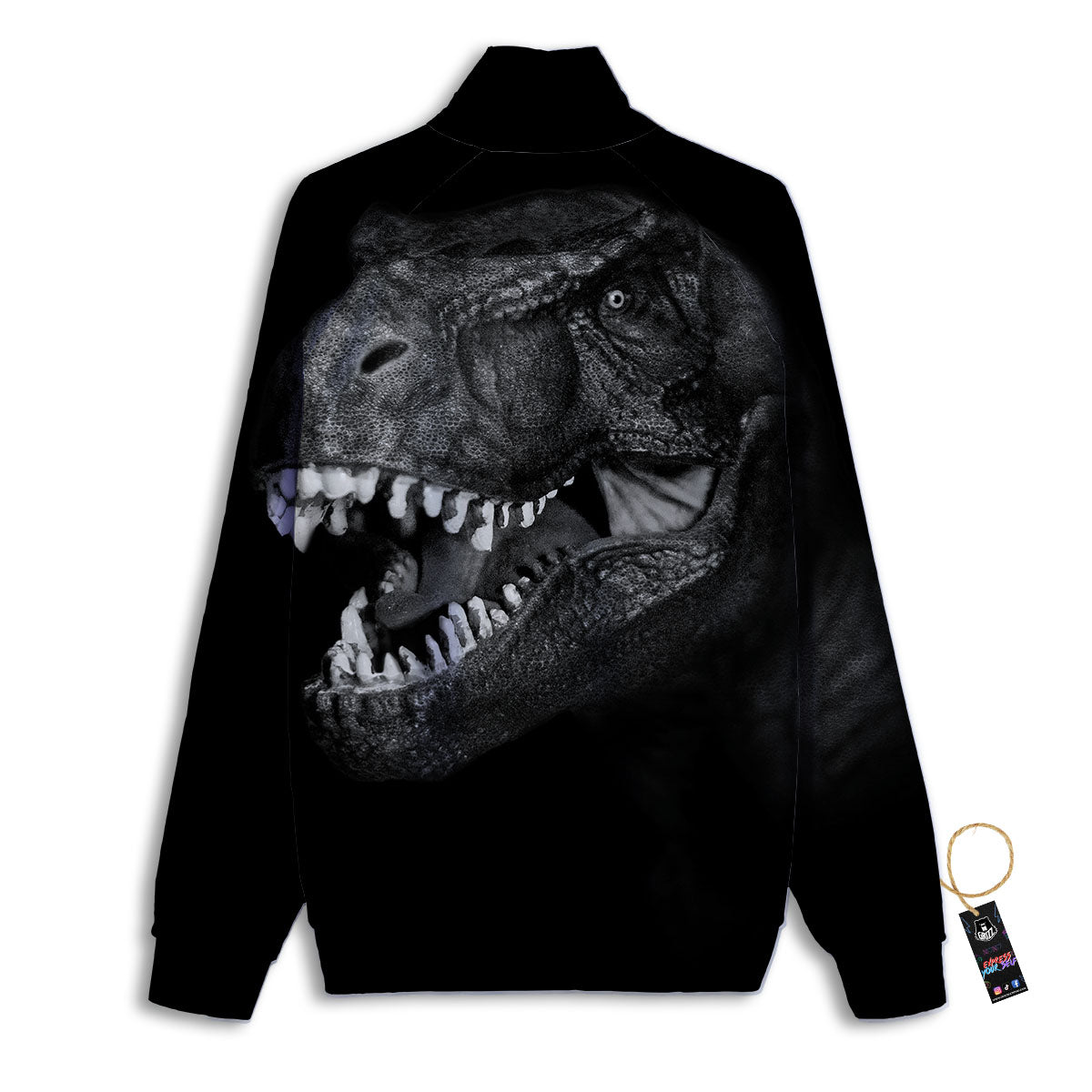 T-Rex Dinosaur White And Black Print Track Jacket-grizzshop