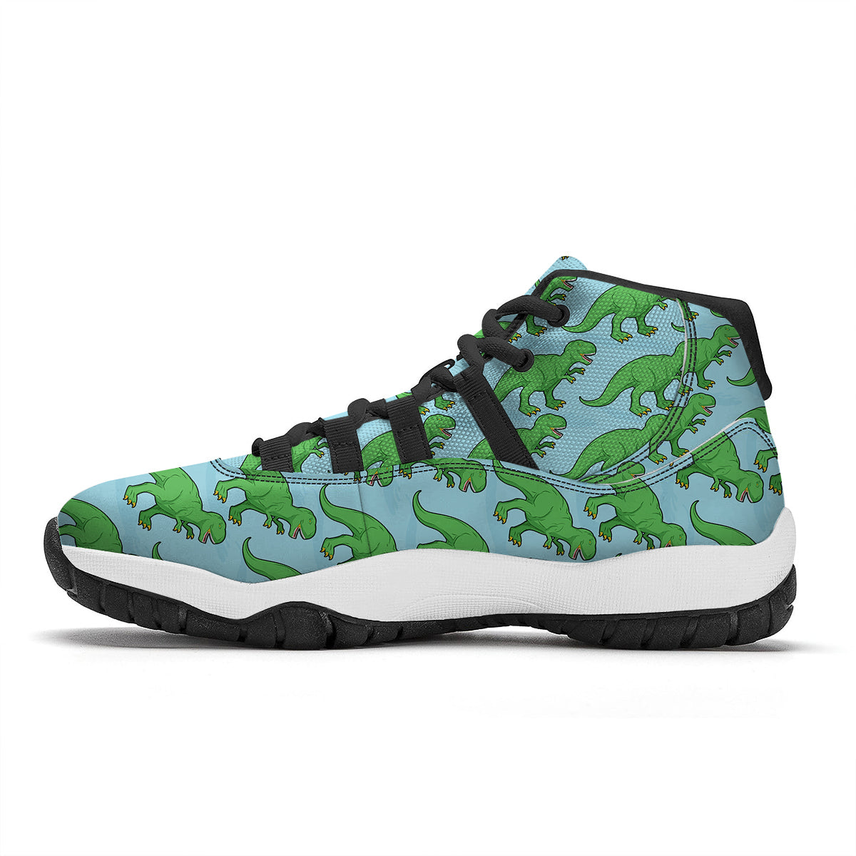 T rex Dinosaur Pattern Print Black Bball Shoes-grizzshop
