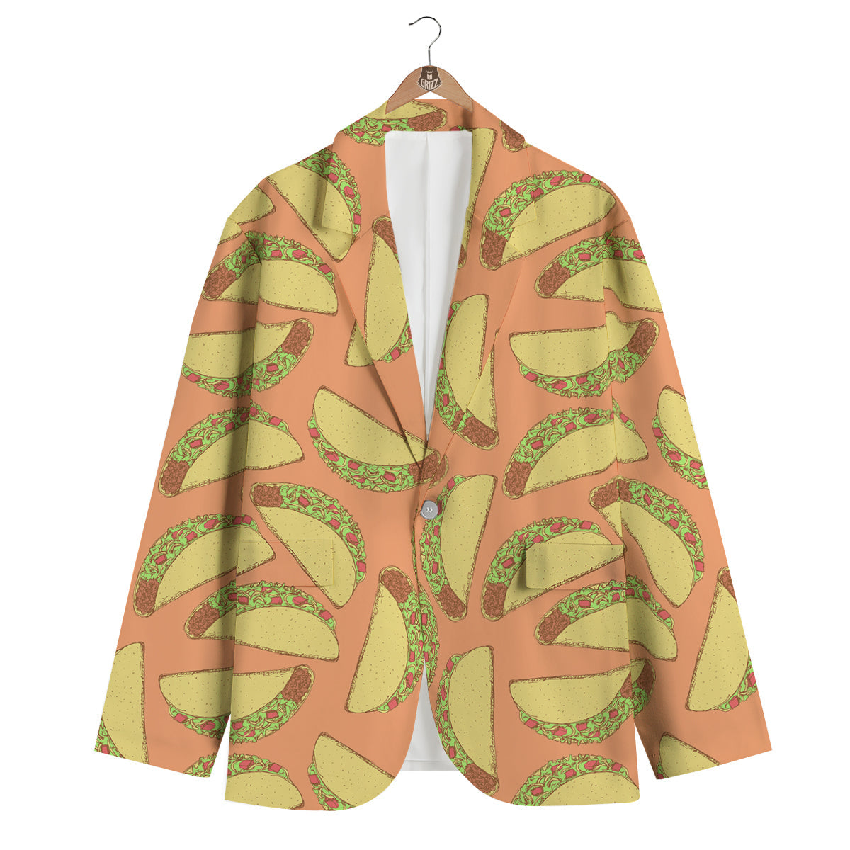 Taco Pattern Print Men's Blazer-grizzshop