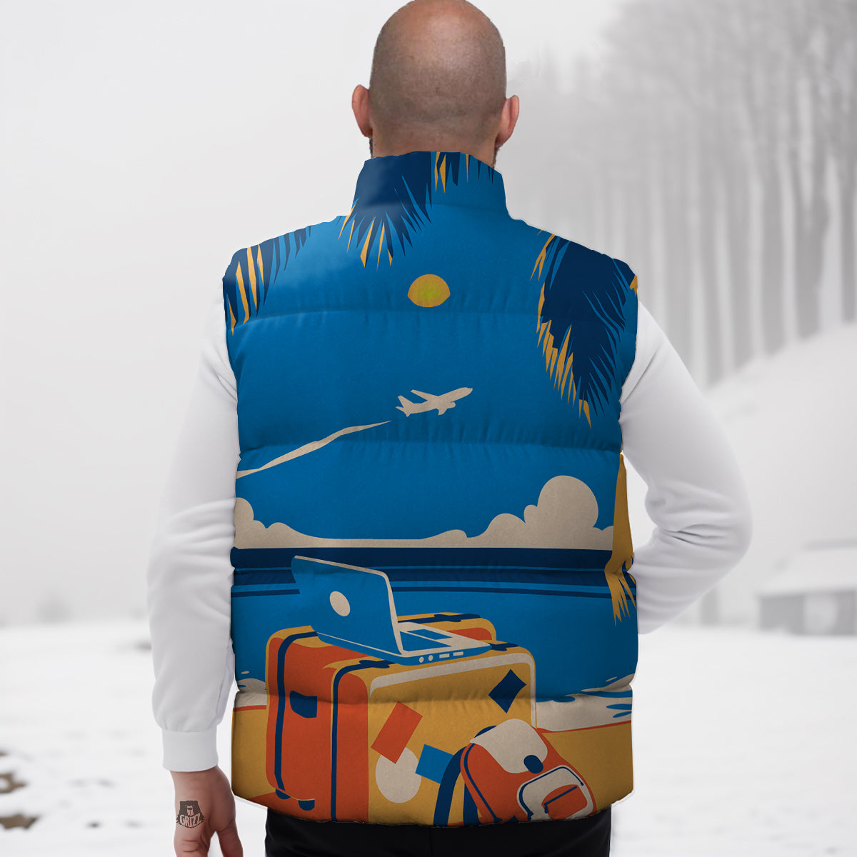 Taco Print Pattern Down Vest-grizzshop