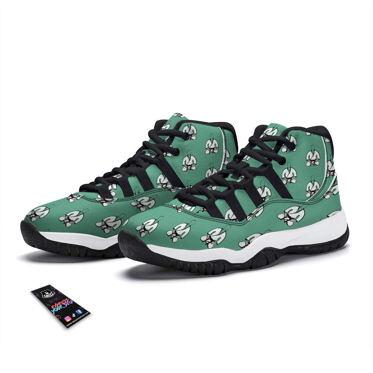 Taekwondo Hand Drawn Print Pattern Black Bball Shoes-grizzshop
