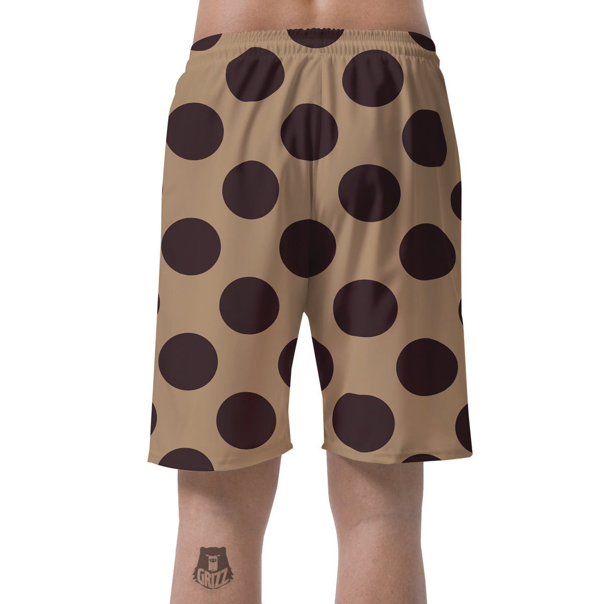 Tan And Black Polka Dot Men's Shorts-grizzshop