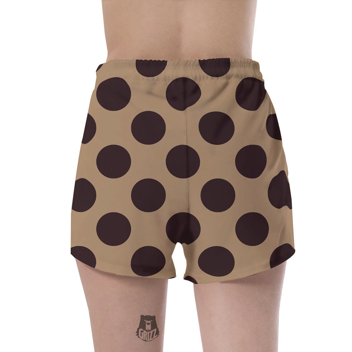Tan And Black Polka Dot Women's Shorts-grizzshop