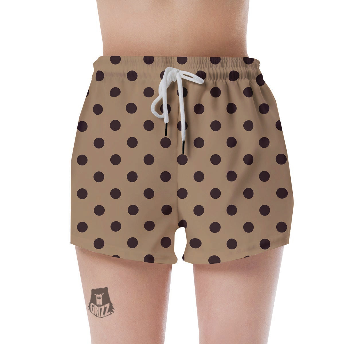 Tan And Black Tiny Polka Dot Women's Shorts-grizzshop