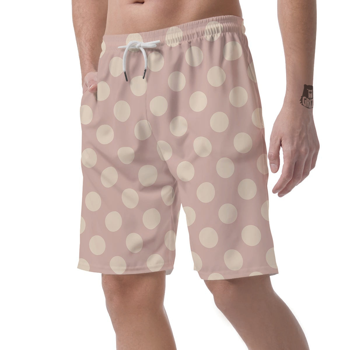 Tan Polka Dot Men's Shorts-grizzshop