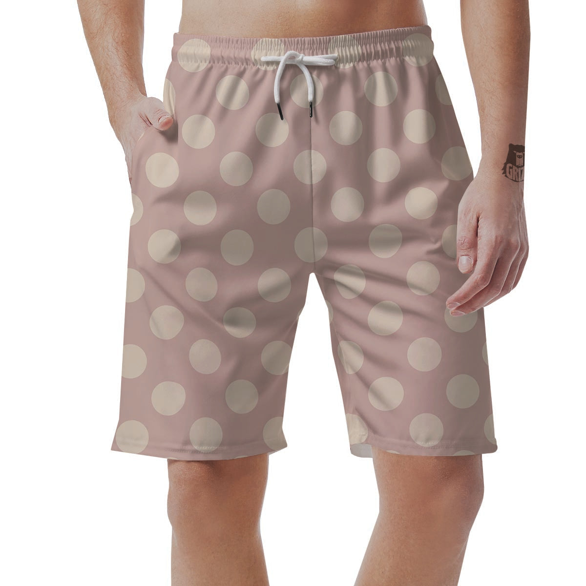 Tan Polka Dot Men's Shorts-grizzshop