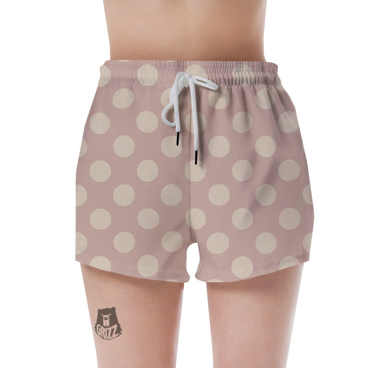 Tan Polka Dot Women's Shorts-grizzshop