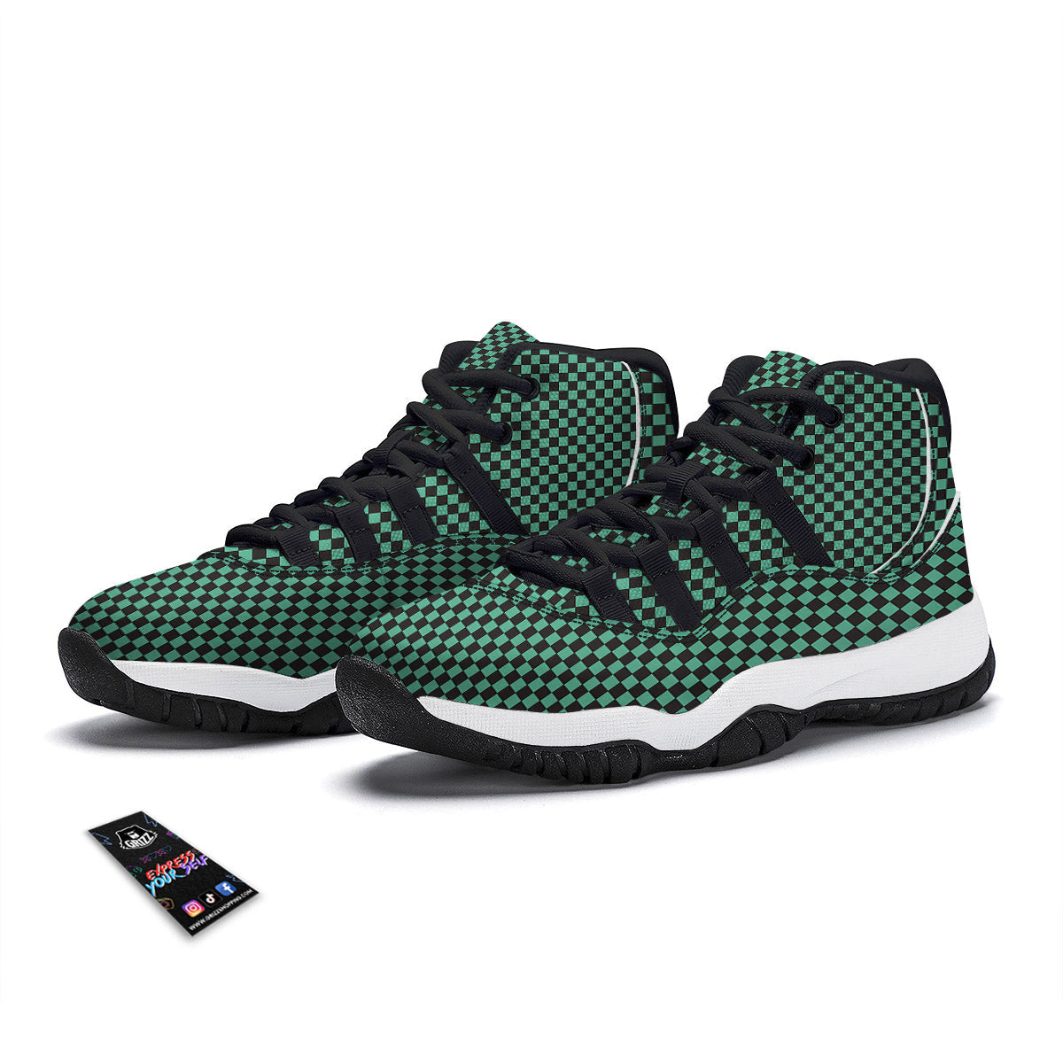 Tanjiro Print Pattern Black Bball Shoes-grizzshop
