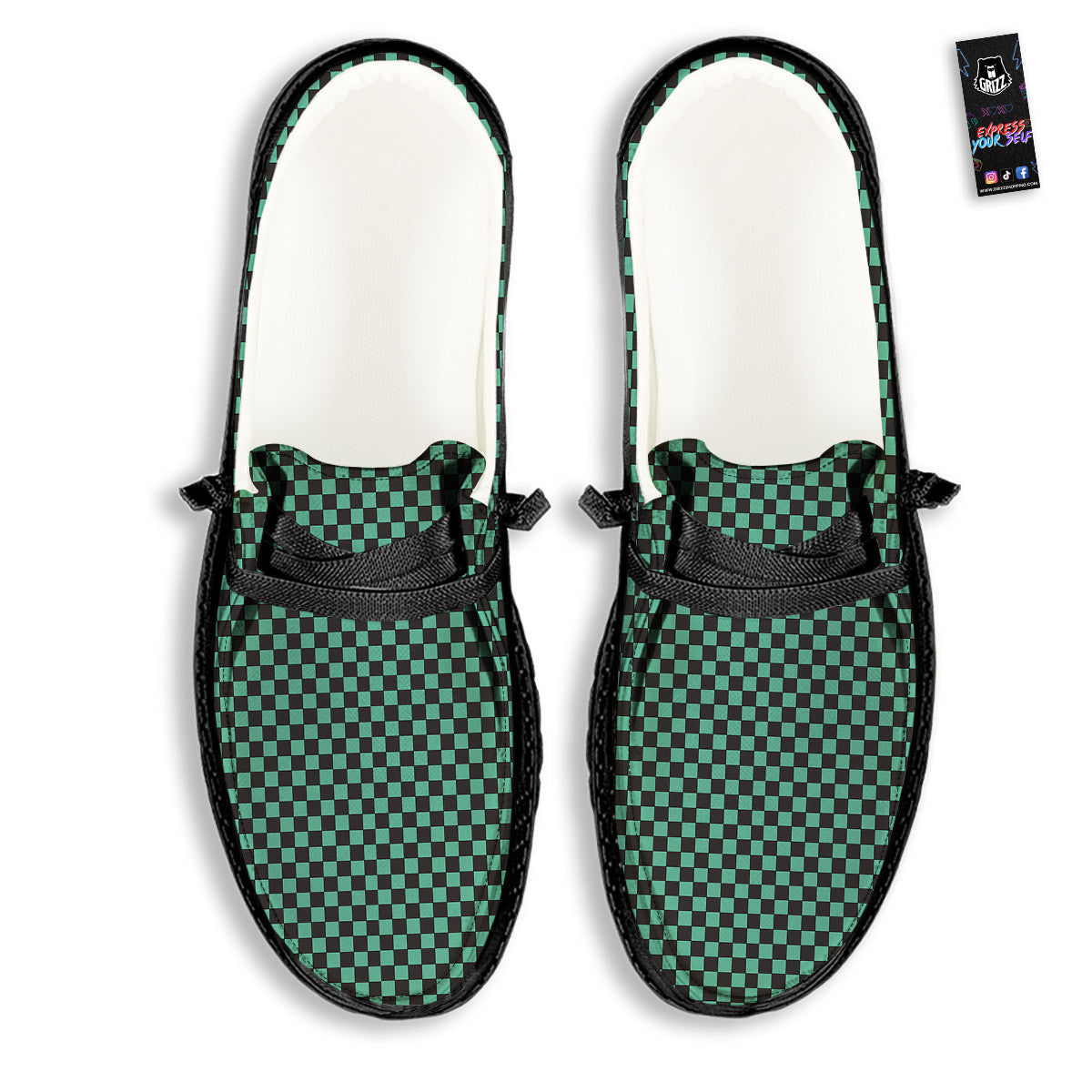 Tanjiro Print Pattern Black Loafers-grizzshop