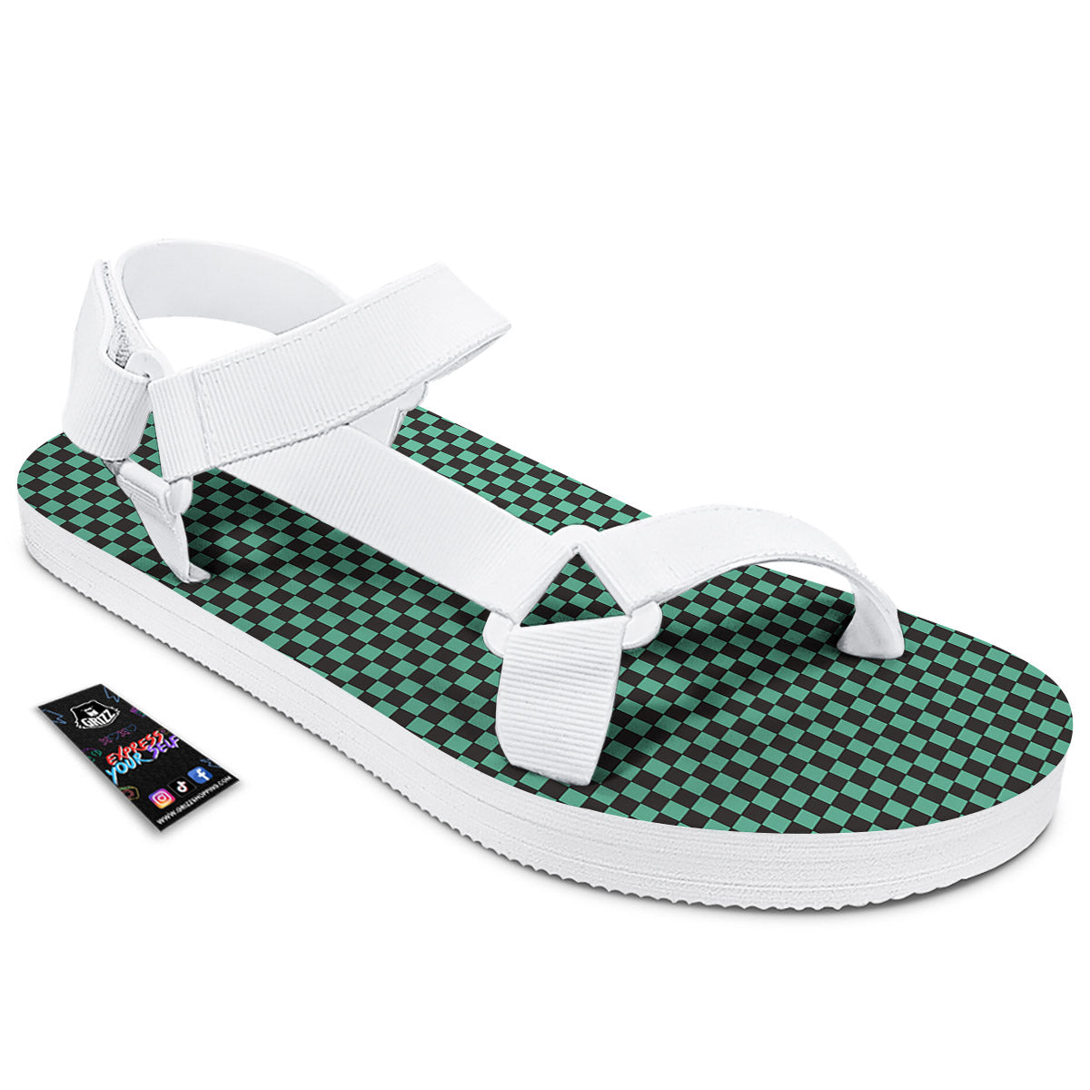 Tanjiro Print Pattern White Open Toe Sandals-grizzshop