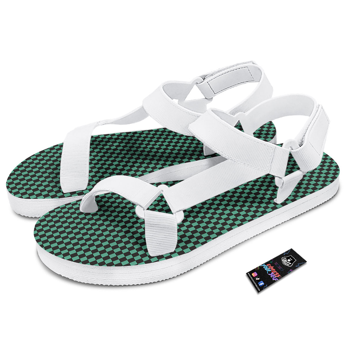 Tanjiro Print Pattern White Open Toe Sandals-grizzshop