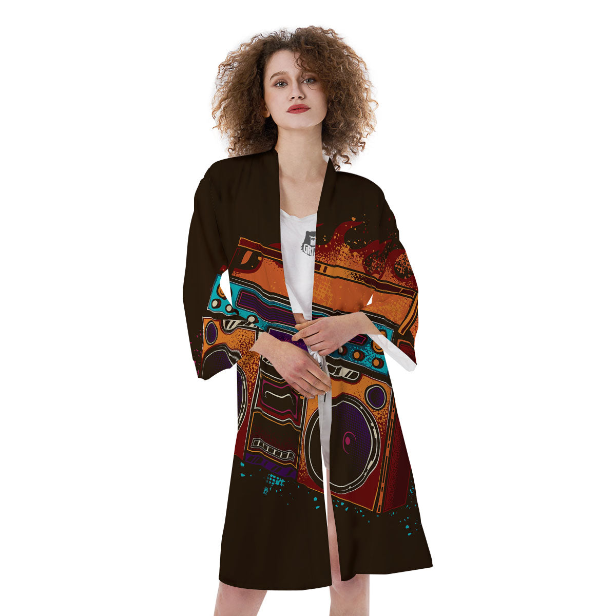 Tape Old Cassette Print Kimono-grizzshop