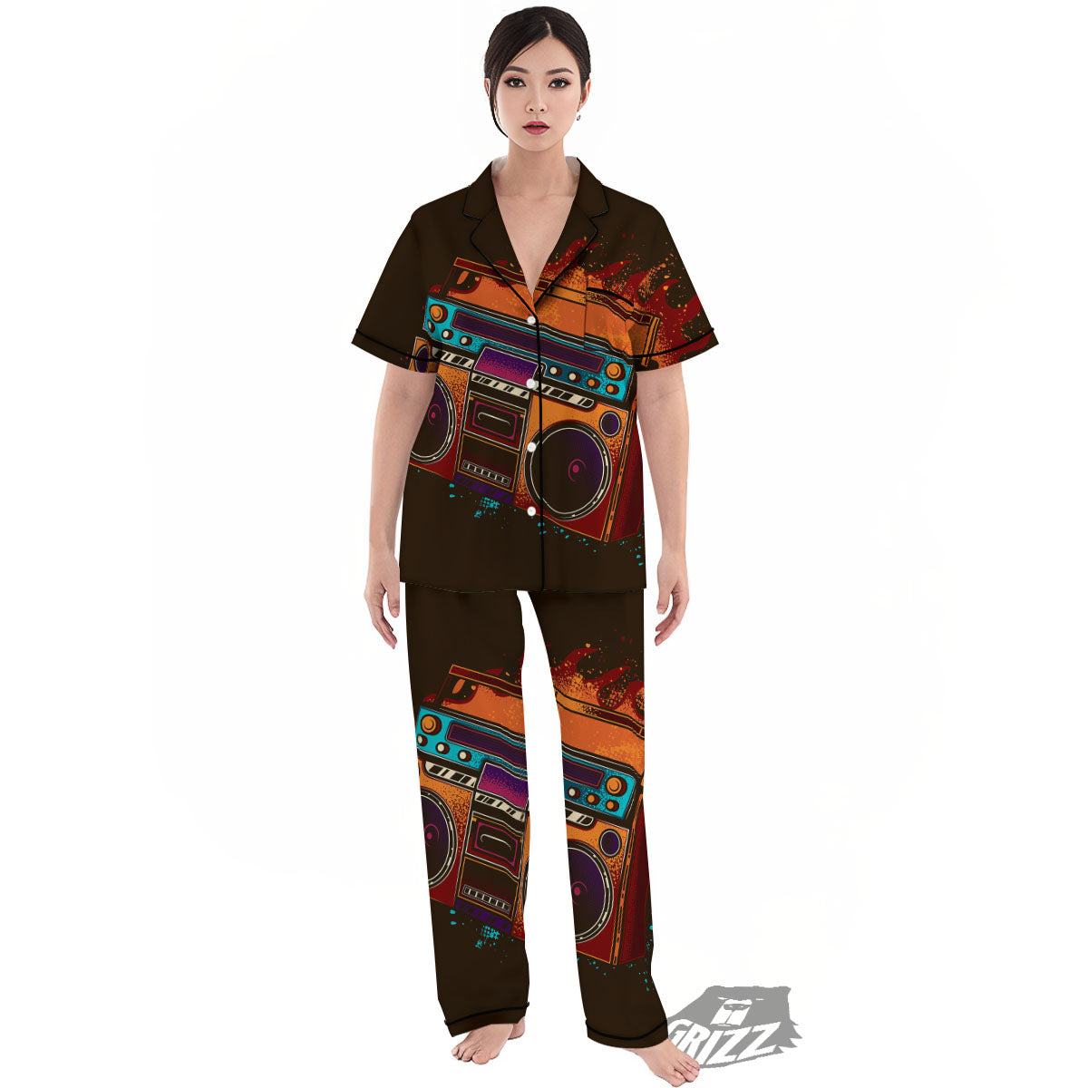 Tape Old Cassette Print Women's Pajamas Set-grizzshop