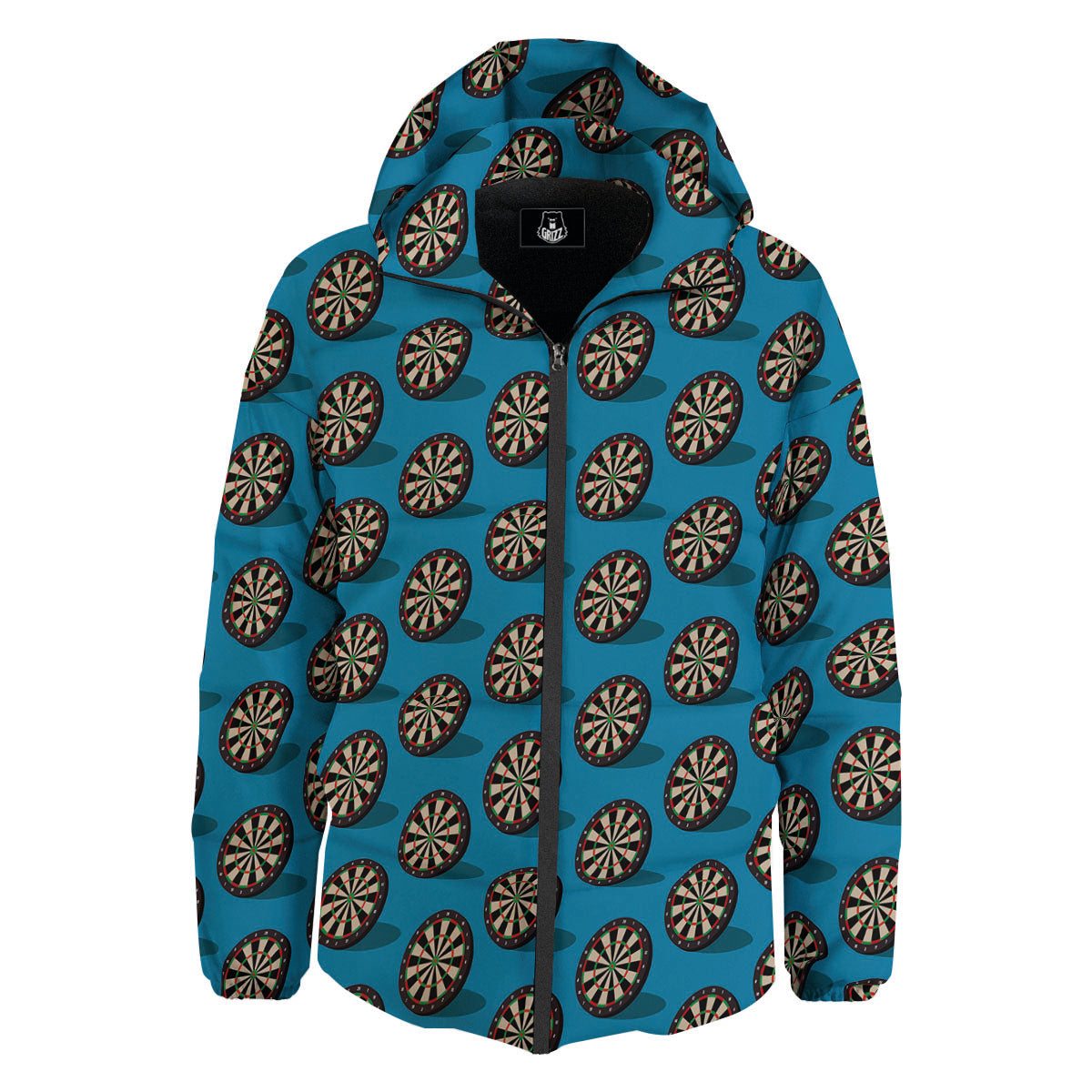 Target Blue Bullseye Print Pattern Down Jacket-grizzshop