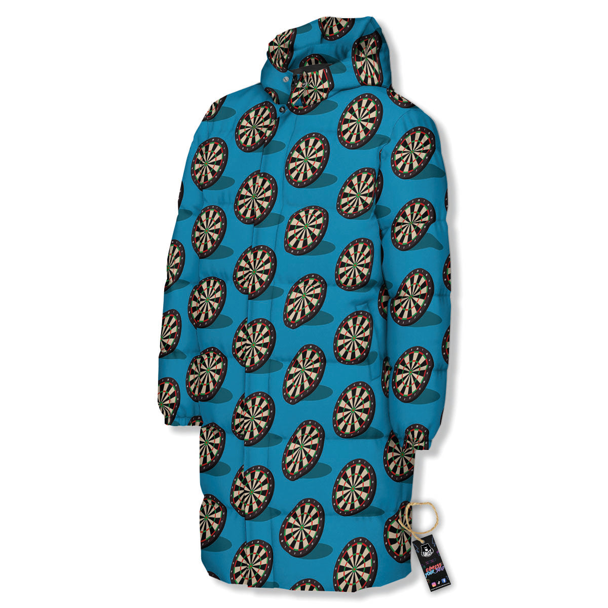 Target Blue Bullseye Print Pattern Long Down Jacket-grizzshop