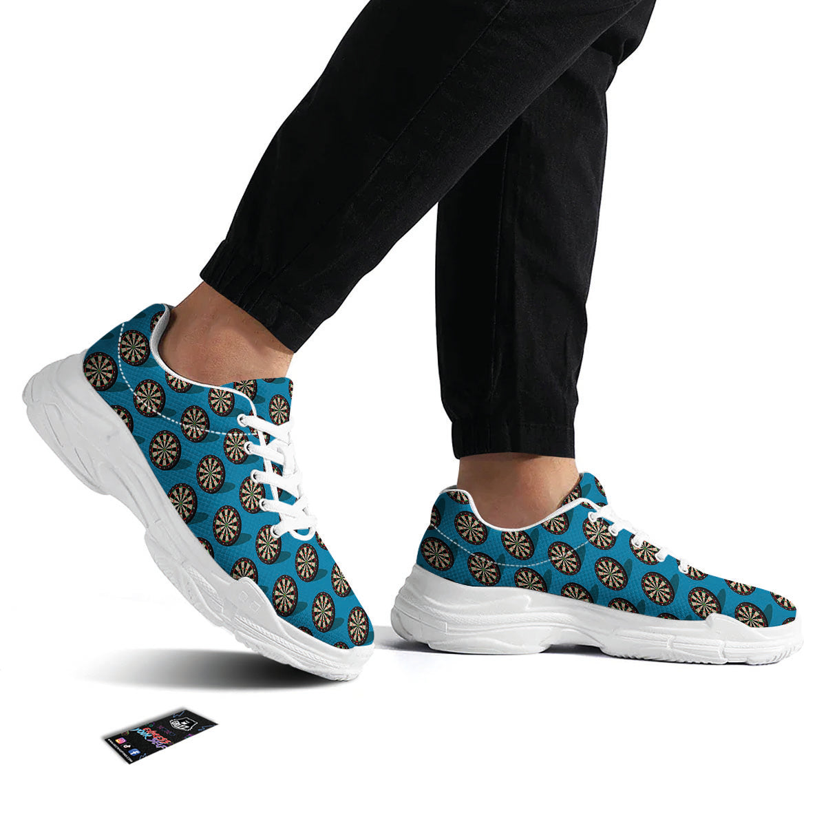 Target Blue Bullseye Print Pattern White Chunky Shoes-grizzshop