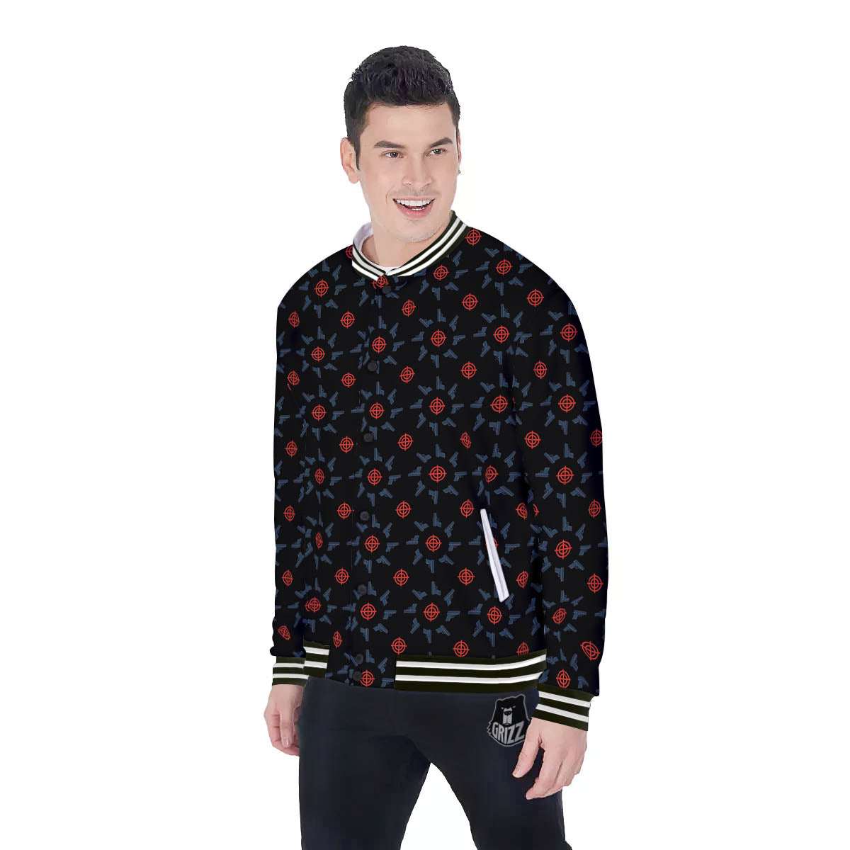 Target Bullseye Print Pattern Baseball Jacket-grizzshop