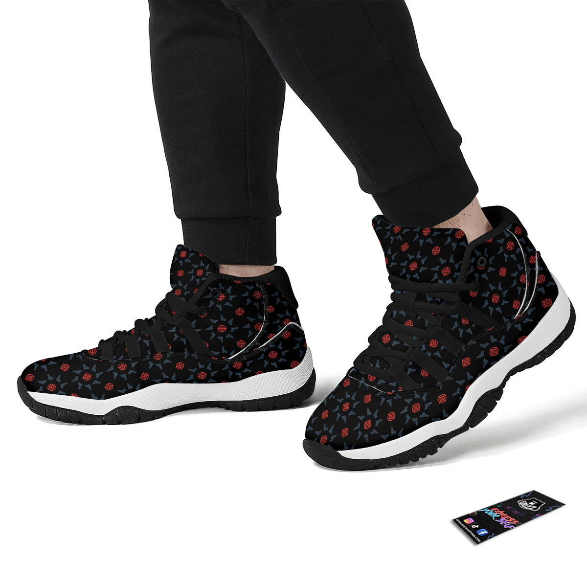 Target Bullseye Print Pattern Black Bball Shoes-grizzshop