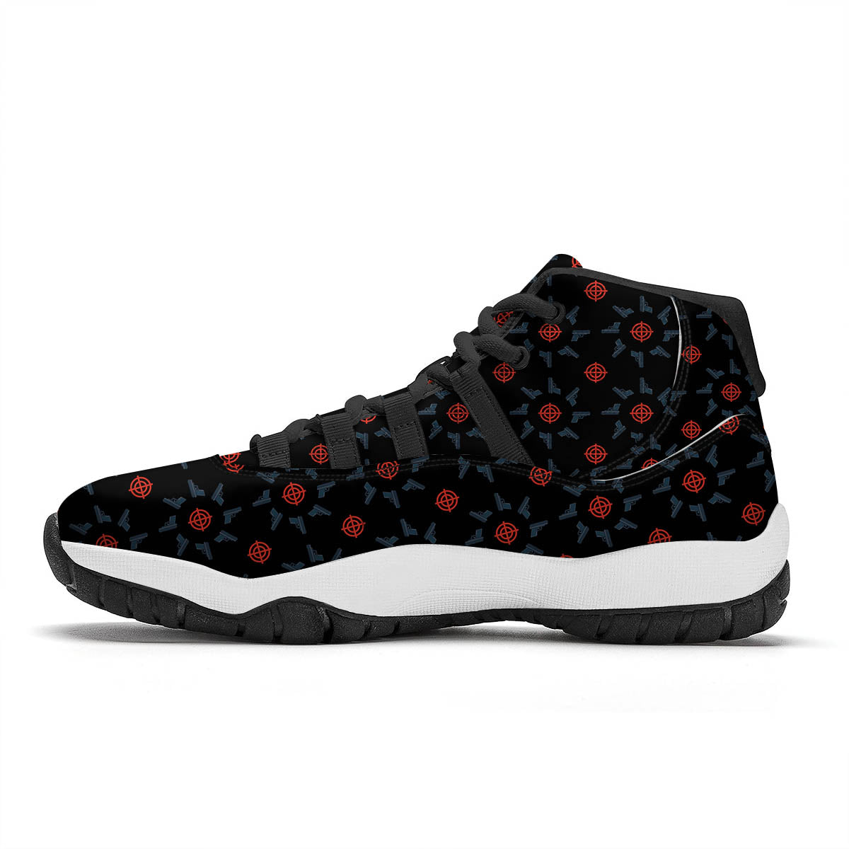Target Bullseye Print Pattern Black Bball Shoes-grizzshop