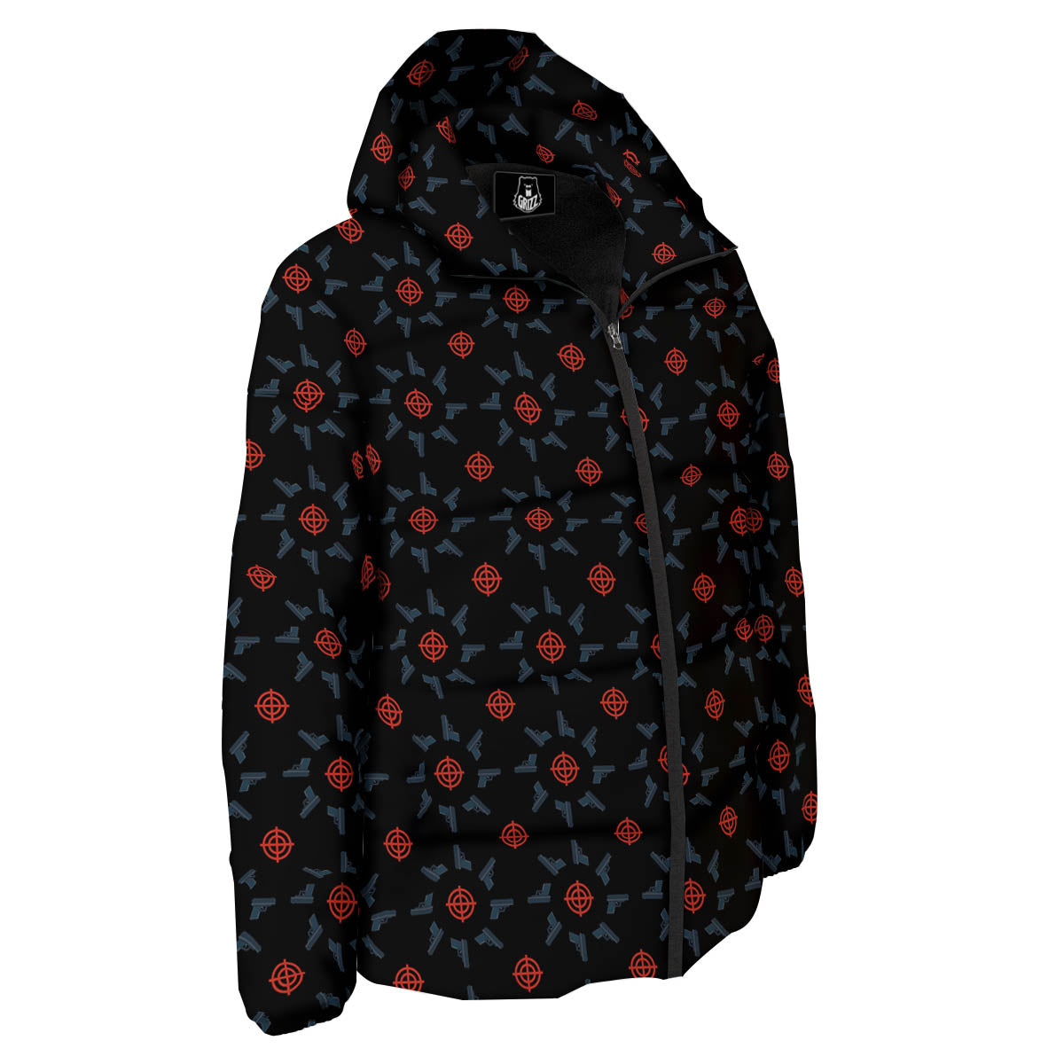 Target Bullseye Print Pattern Down Jacket-grizzshop
