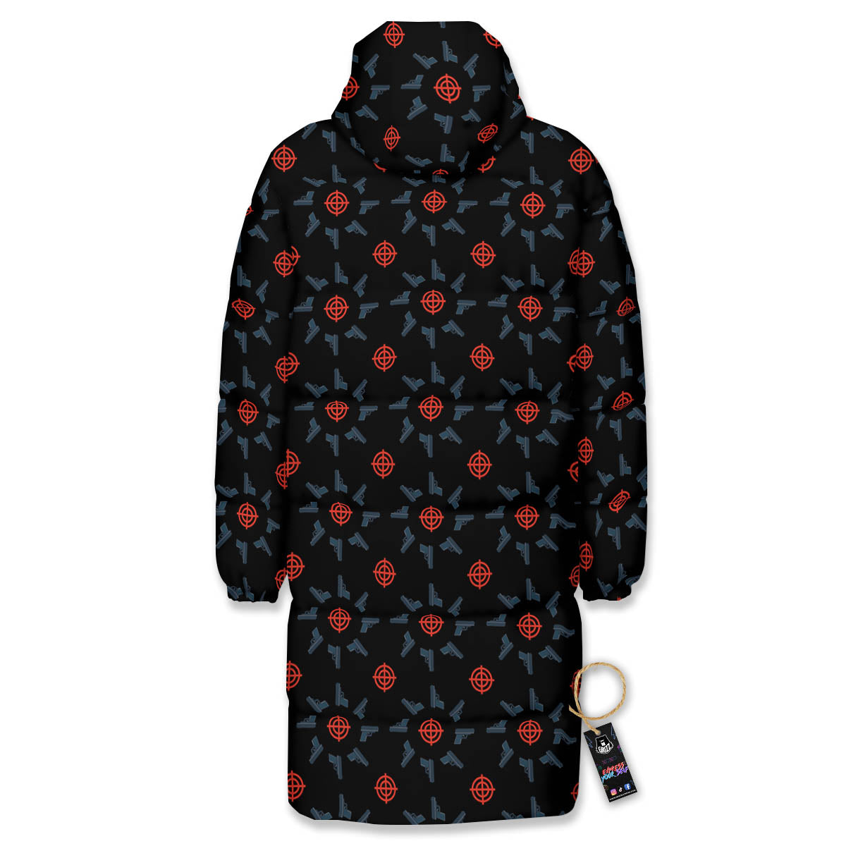 Target Bullseye Print Pattern Long Down Jacket-grizzshop