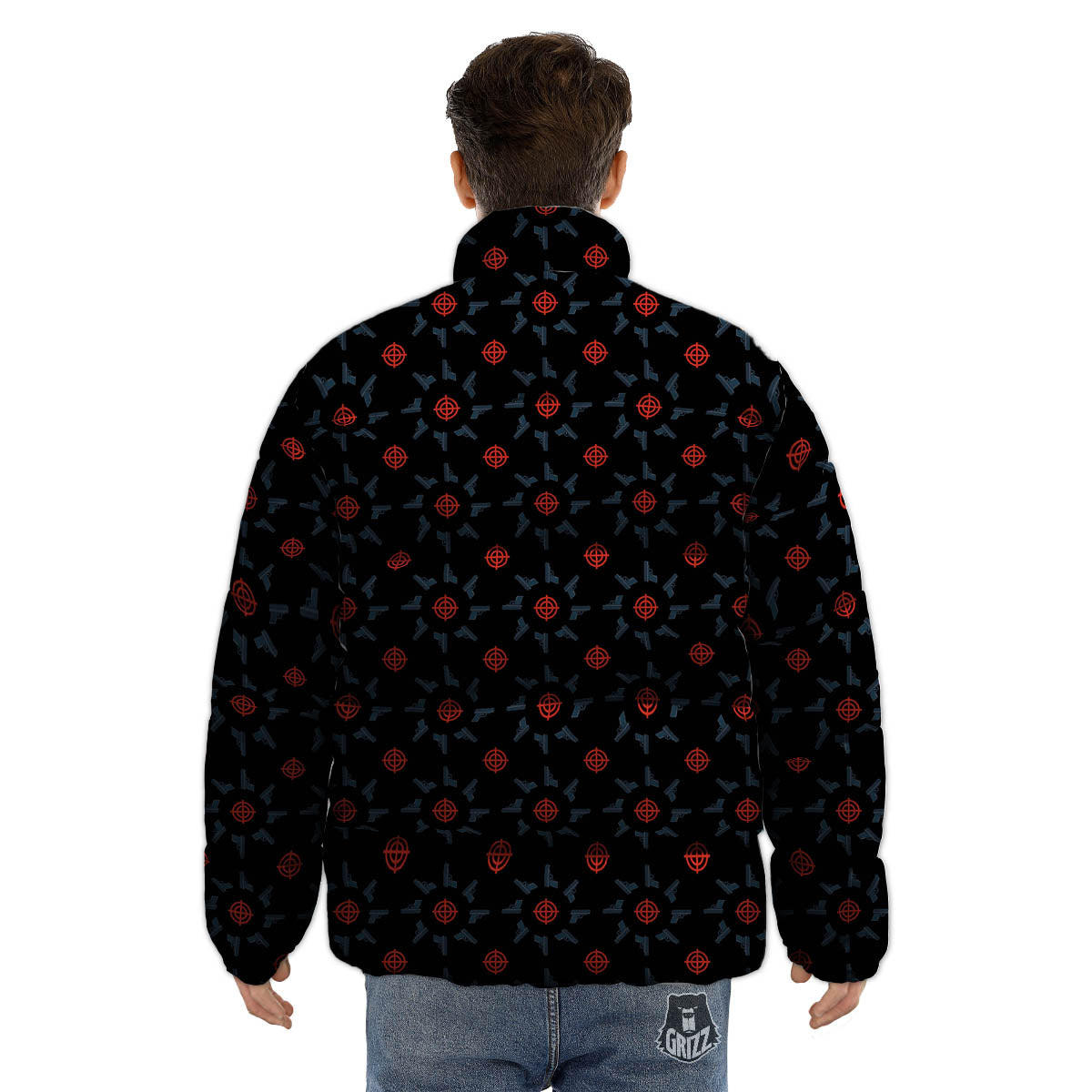 Target Bullseye Print Pattern Puffer Jacket-grizzshop