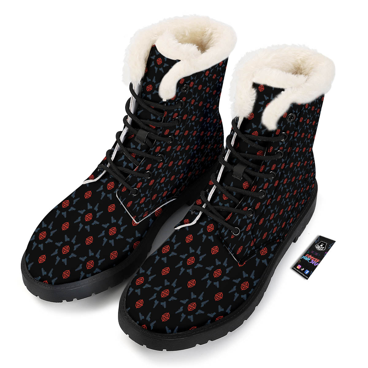 Target Bullseye Print Pattern Winter Boots-grizzshop