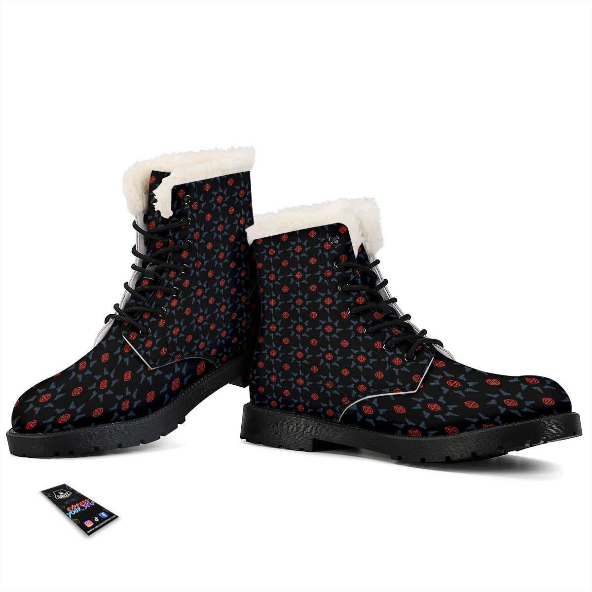 Target Bullseye Print Pattern Winter Boots-grizzshop