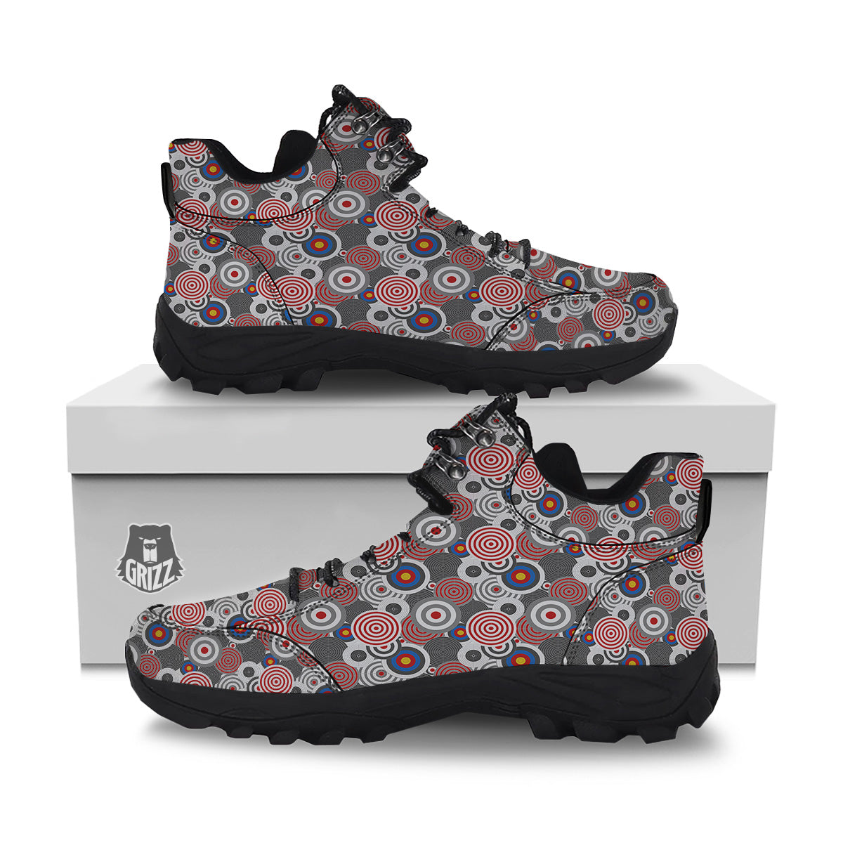 Target Darts Board Game Print Pattern Hiking Shoes-grizzshop