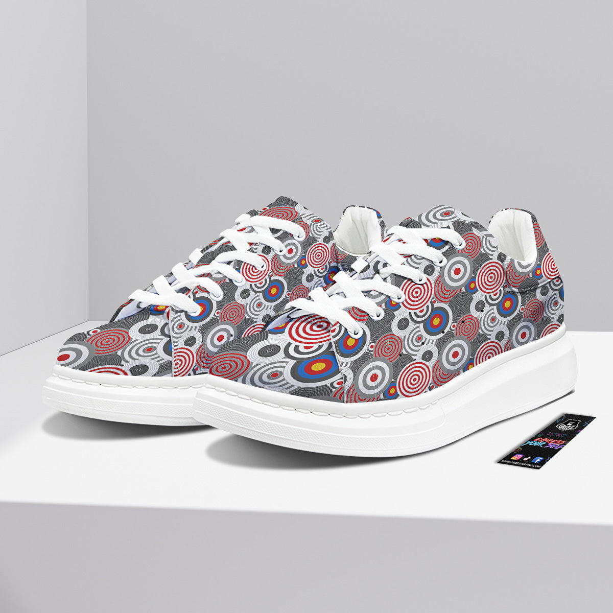 Target Darts Board Game Print Pattern Platform Shoes-grizzshop