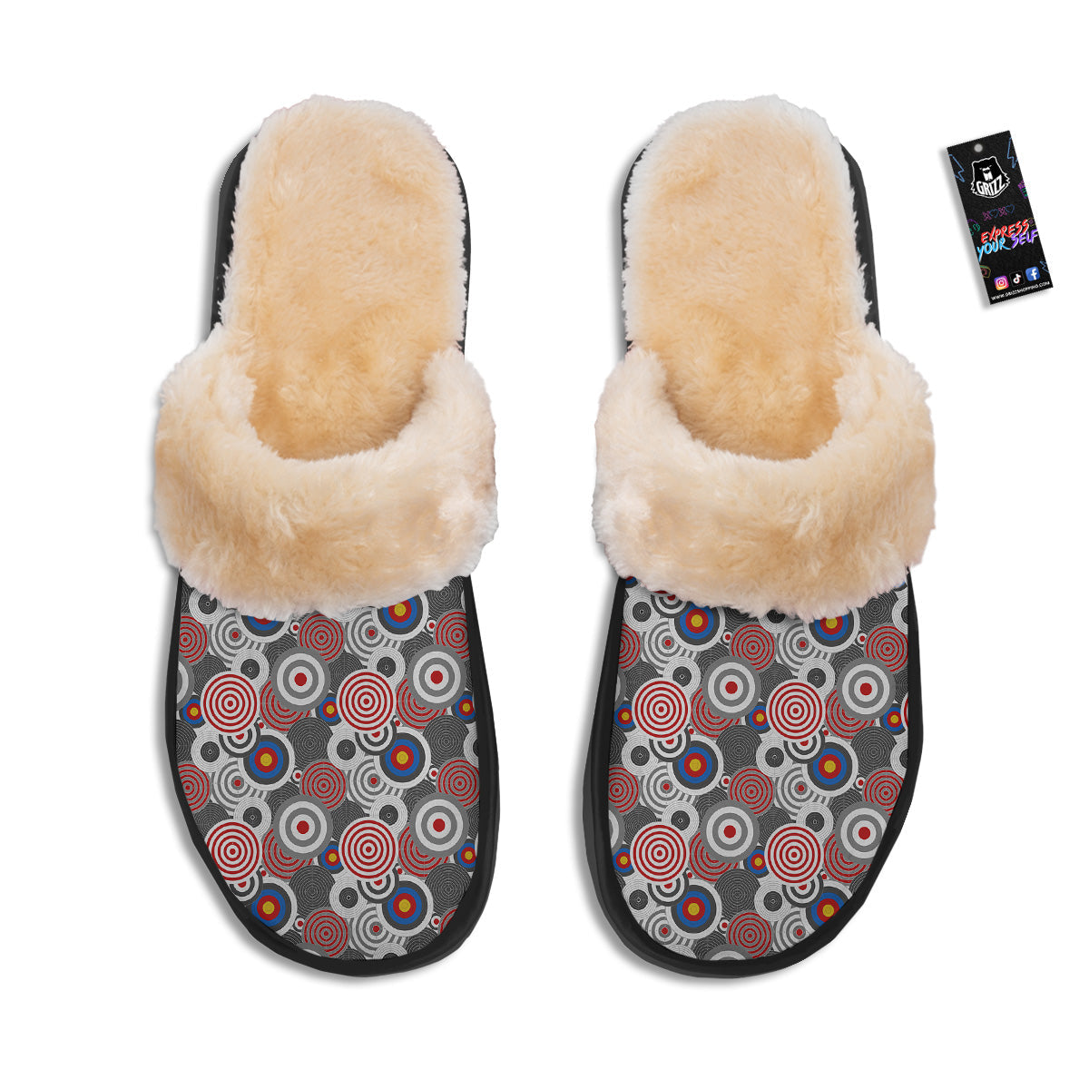 Target Darts Board Game Print Pattern Slippers-grizzshop