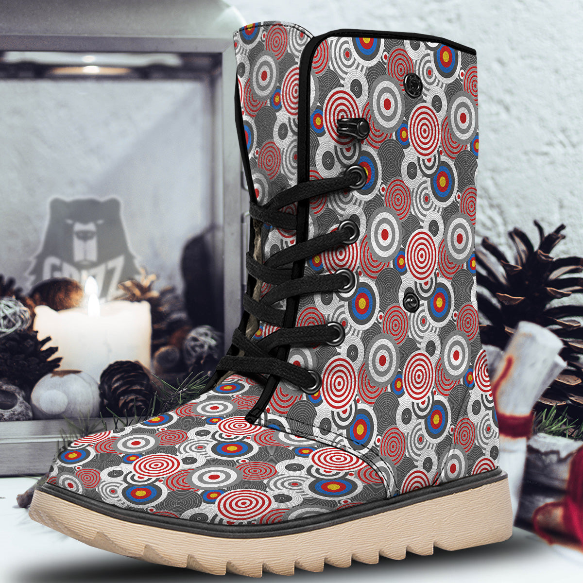 Target Darts Board Game Print Pattern Snow Boots-grizzshop