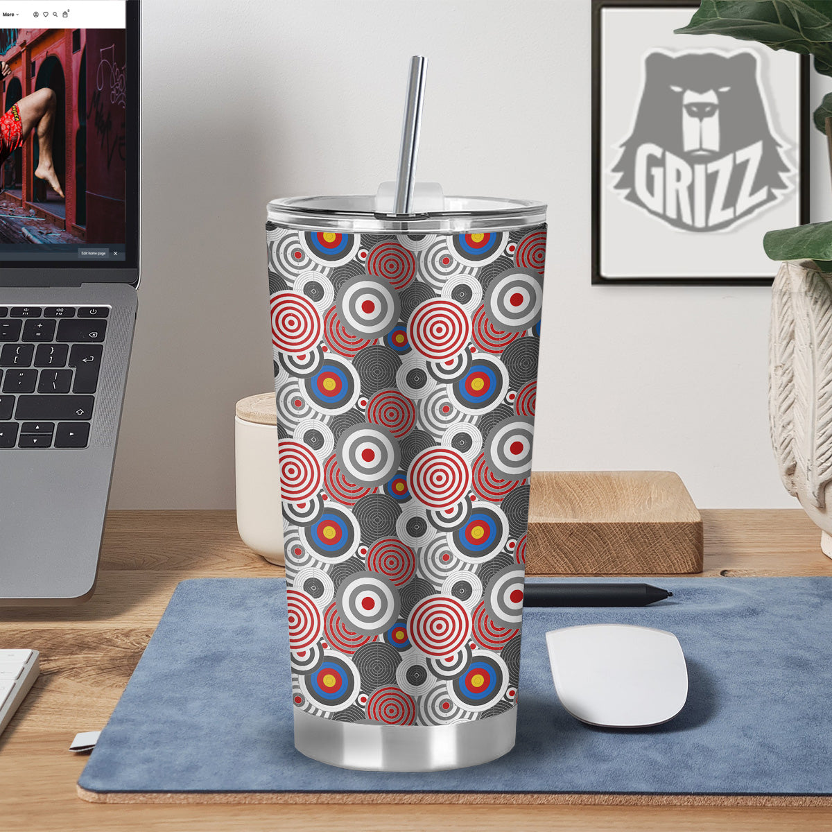 Target Darts Board Game Print Pattern Tumbler-grizzshop