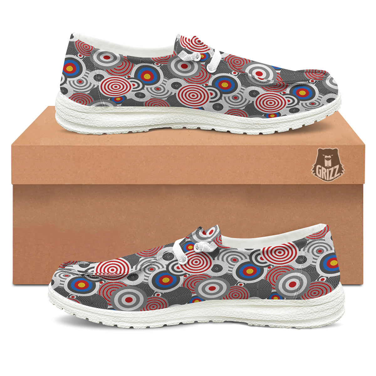 Target Darts Board Game Print Pattern White Loafers-grizzshop