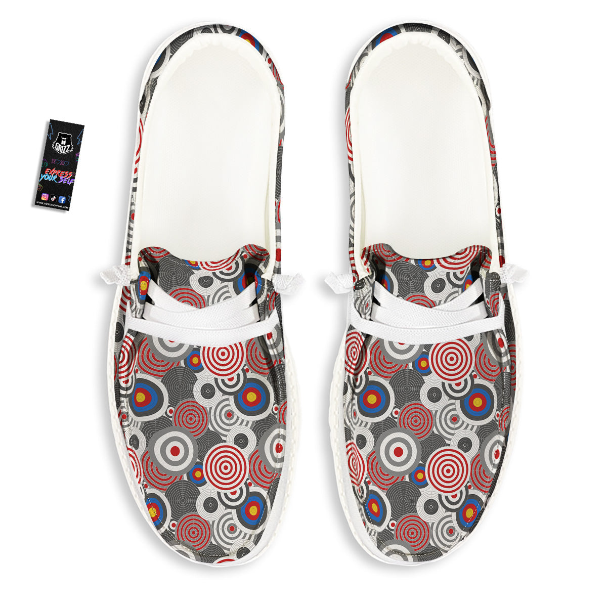 Target Darts Board Game Print Pattern White Loafers-grizzshop