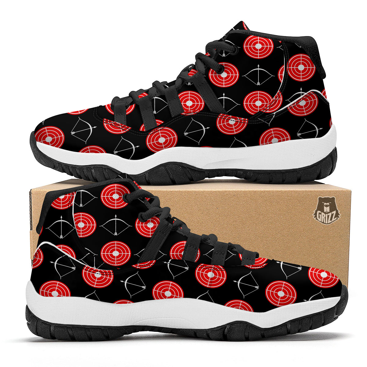 Targets Archery Pattern Print Black Bball Shoes-grizzshop