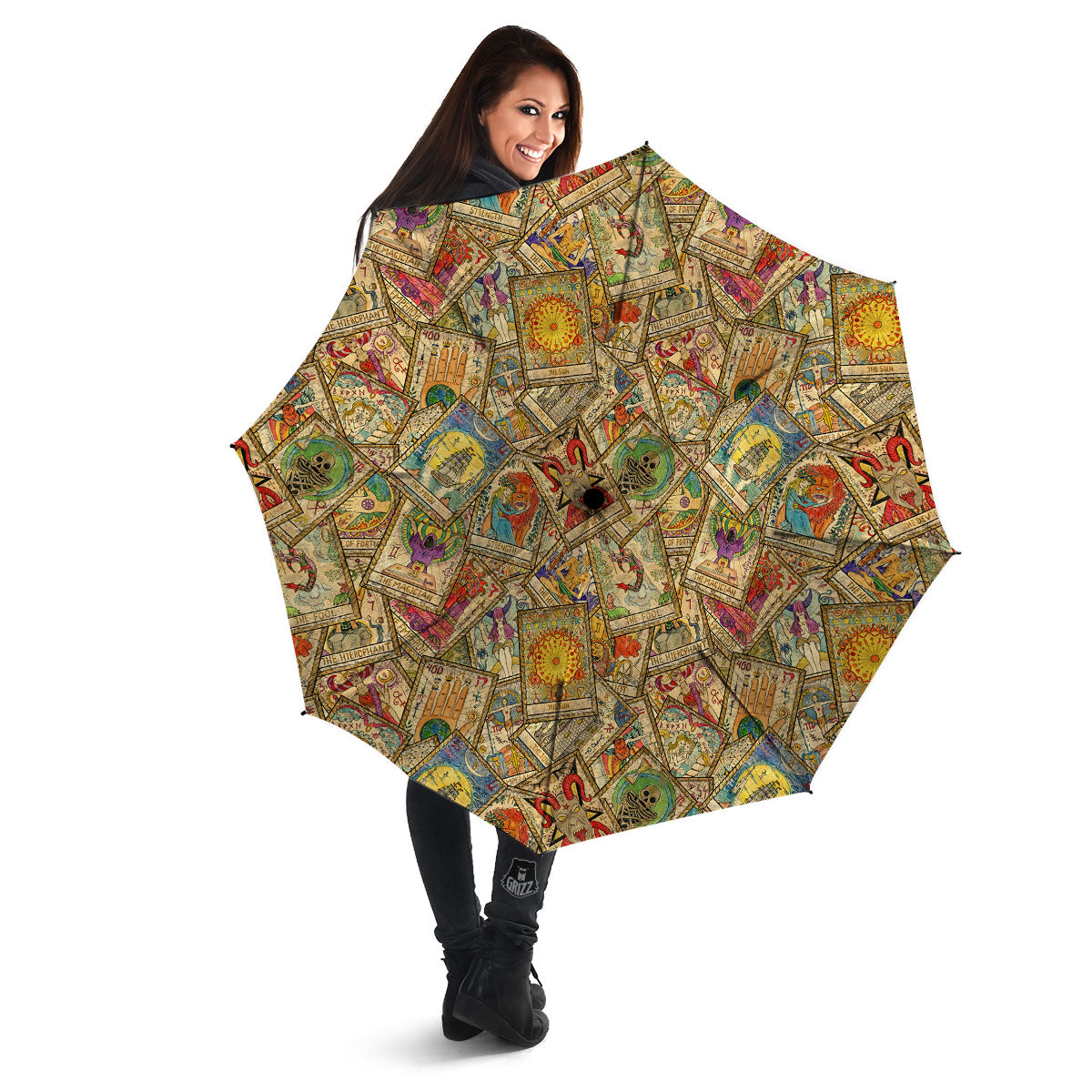 Tarot Card Wicca Vintage Print Pattern Umbrella-grizzshop