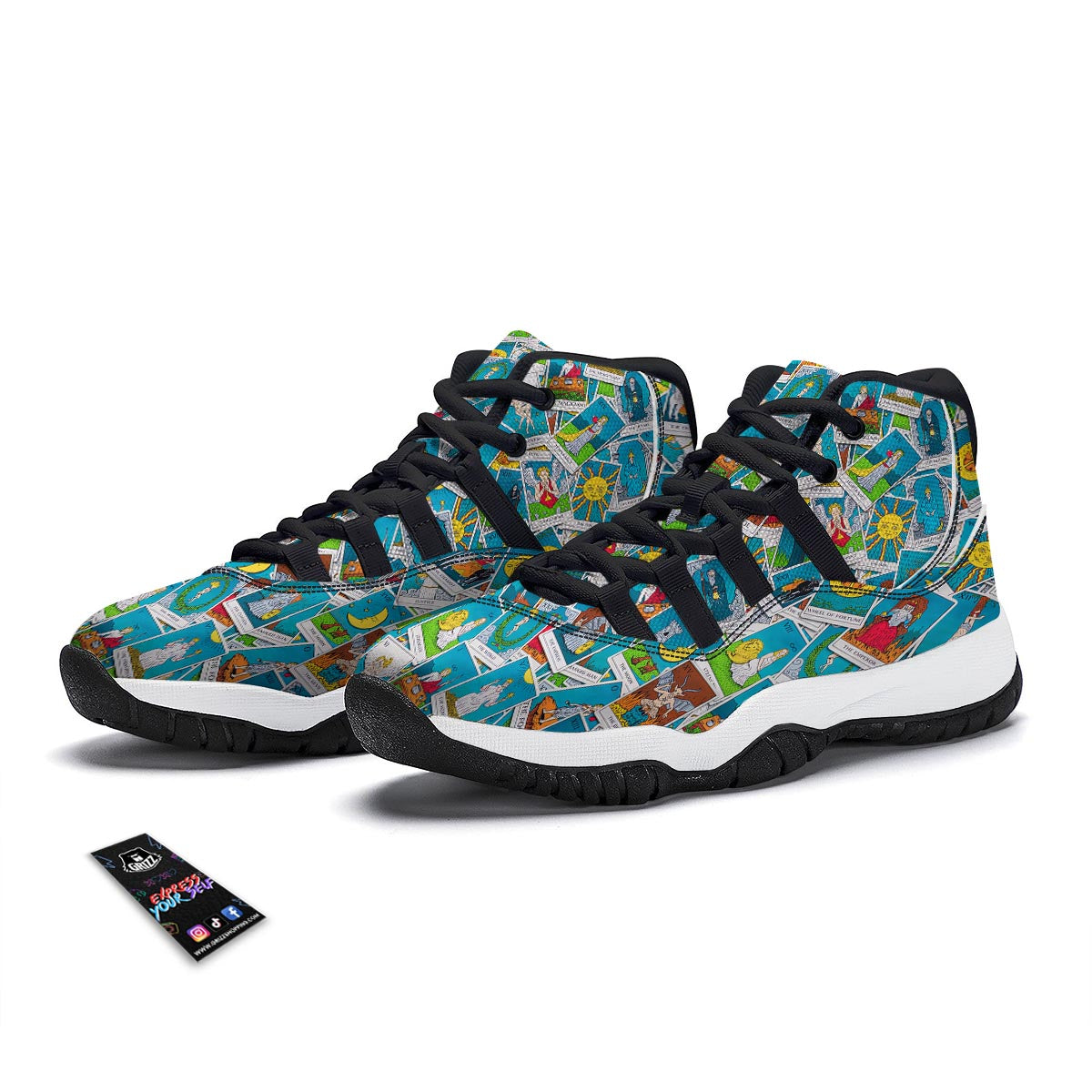 Tarot Pattern Print Black Bball Shoes-grizzshop